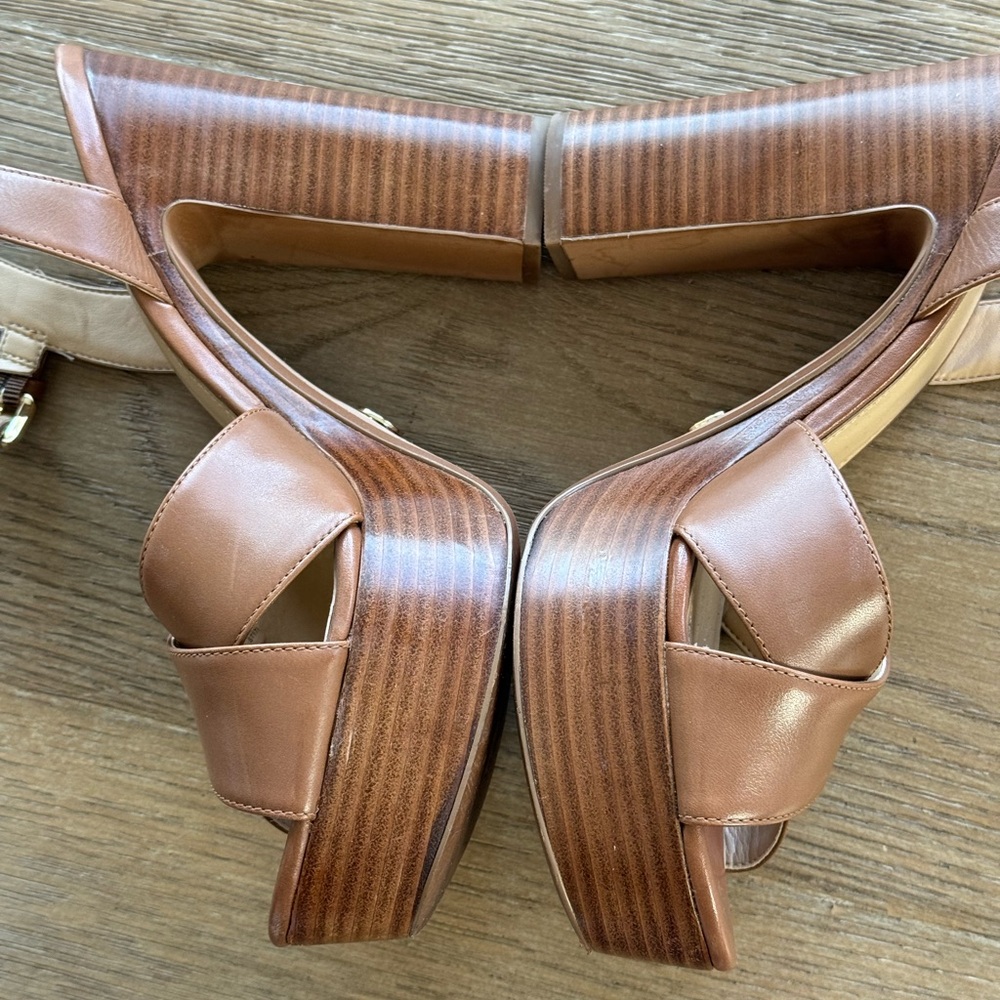Michael Kors Platform Sandals in Luggage Brown size 9 - Picture 4 of 9